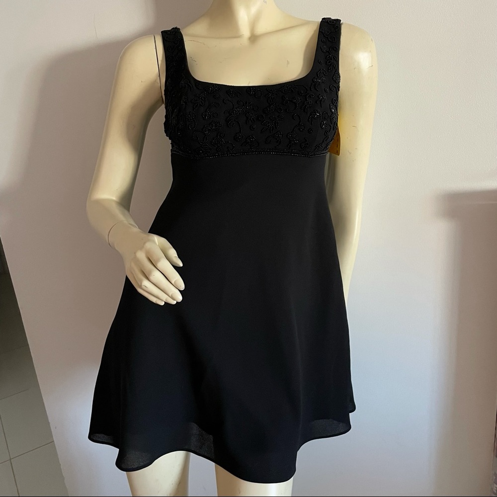 Laundry sleeveless beaded mini dress with empire waist